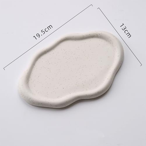 Ceramic Jewelry Tray, Ceramic Jewelry Cloud Plate Decorative Tray Trinket Dish Cute Room Decor for Rings Earrings Necklace Organizer (White Oval) - Image 4