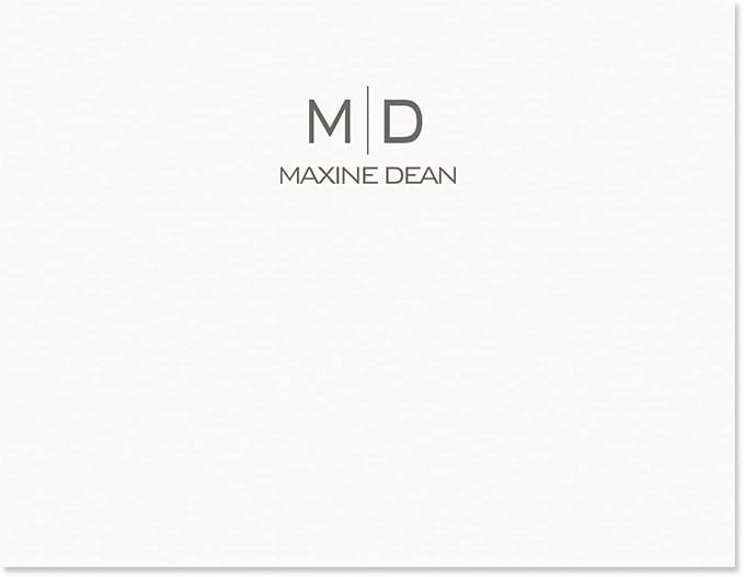 Thin Line Monogram Personalized Note Cards (4 Color Choices) - 24 Cards with White Envelopes, 4¼ x 5½ Inch Size, Blank Inside, Add a Name and Initial, For Thank You Notes, or Graduation Gifts