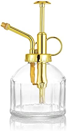 Glass Plant Mister Spray Bottle, Succulent Watering Bottle with Golden Top Pump, Vintage Plant Spritzer, Decorative Water Sprayer Small Watering Can for Indoor Outdoor Houseplant - Clear by Ebristar