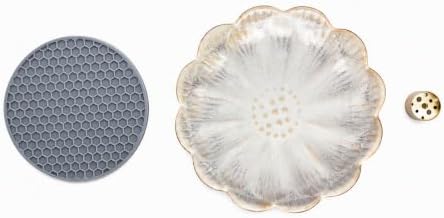 Pinehaven White Lotus Incense Holder – 5.5 Inch Hand-Sculpted Ceramic Ash Catcher with Brass 9-Hole Insert for Sticks, Cones, Sage – Zen Home Décor, Meditation Gift (White) - Image 5