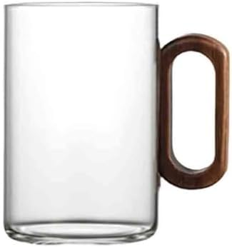 Glass Cups Glass Mug with Walnut Handle, 11.8Oz Clear Borosilicate Coffee Tea Cup for Home Office Drinking Glasses(Gris) by Unknown