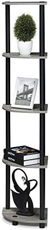 Furinno TURN-N-TUBE Corner Shelf, 5-Tier Corner Bookshelf, Open Storage Shelves, for Organization and Storage, Living Room, Home Office, Garage, Bedroom, French Oak - Image 5