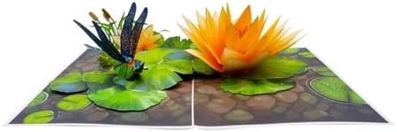 3D Pop-Up Lotus & Dragonfly Greeting Card – Handmade Floral Nature Card for Birthday, Mother’s Day, Thank You & Special Occasions F57
