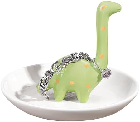 PUDDING CABIN Dinosaur Gifts for Women, Green Dinosaur Ring Holder Dish for Rings Earrings Bracelets Necklace Organizer, Gifts for Women Birthday Mothers Day Christmas Thanksgiving - Image 2