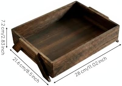 kowaku Rectangular Tray Wooden Serving Tray Table Organizer Aged Wood Look with Sides Minimalist Form Suitable for Cups Snacks Coasters Coffee Table Sideboard Lounge, Dark Brown with Support Legs - Image 7