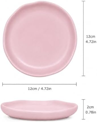 Jewelry Dish, Pink Matte Ceramic Round Shallow Ring Tray - Image 3