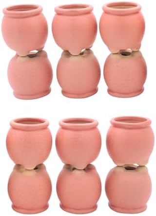12-Pack 1.6" Wide Round Belly Succulent Pots with Large Drainage Hole - Rustic Morandi Stone Textured Ceramic Planters, Side-Tilted Stable Mini Pots for Air Plants, Fairy Gardens (Dusty Pink) by Unknown