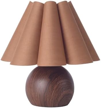 KUNJOULAM Cute Small Table Lamp, Modern Bedside Nightstand Lamp with Coffee Fabric Lampshade, Metal Base for Bedroom Home Office Decor (Without Buld) by KUNJOULAM