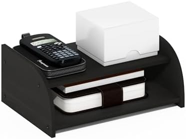 Furinno Classic Desk Organizers and Accessories, 2-Tier Monitor Riser, Office Organization, Desk Top Book Shelf, for Office Supplies, Office Desk Utility, Dark Espresso - Image 3