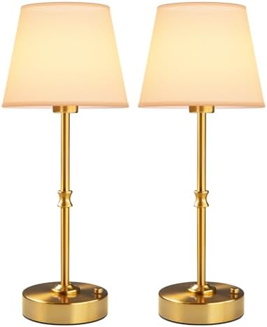 EppieBasic Cordless Table Lamp Rechargeable: Fast Charging & Long Lasting - 2700K Warm Light Vintage Gold Lamps for Women Housewife - Dinning Living Room Bedroom - 2 Pack by EppieBasic