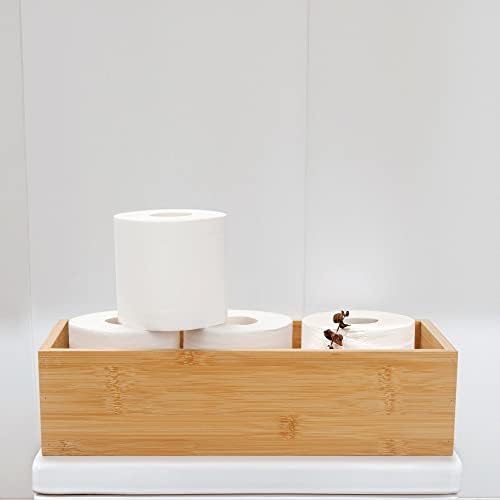 Toilet Tank Paper Basket for Back of Tank Top, Bamboo Bathroom Storage for Organizing (15 x 6 x 4 inch) (Pack of 2) - Image 7