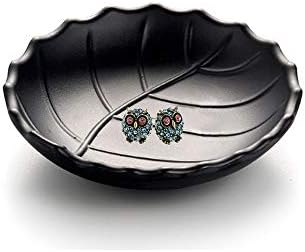 Binoster Jewelry Tray, Black Leaf Style, Jewelry Storage, Key Dish, Dresser Decor, 21.5cm(8.4in) x11.5cm(4.5in)x 4cm(1.6in) by WELOCMETOBINOSTER