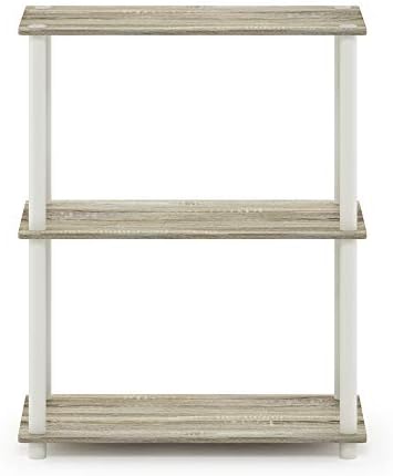 Furinno TURN-N-TUBE Storage Shelves, 3-Tier Book Shelf, Corner Shelf, Toolless Open Shelves, for Organization and Storage, Living Room, Garage, Home Office, Sonoma Oak - Image 5