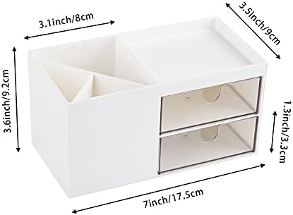 LETURE Office Desk Organizer with drawer, Office Supplies and Desk Accessories, Business Card/Pen/Pencil/Mobile Phone/Stationery Holder Storage Box (White) - Image 4
