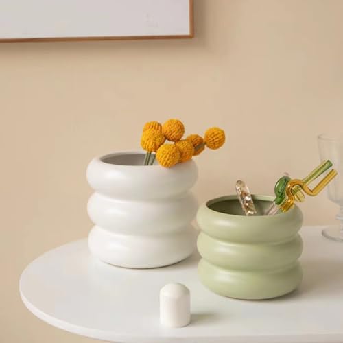 Ceramic Plant Pot Indoor, 6.5 Inch Flower Pot with Drainage Hole, Tiered Bubble Design Ceramic Planter for Home & Office Decor (White) - Image 6