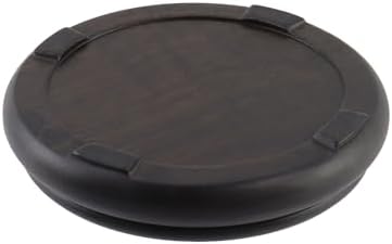 Oriental Wooden Pedestal Vintage Ebony Vase Lamp Teapot Base Solid Wood Round Display Stand Base for Classy Crafts Statue Home Decoration, 6.3" Inner Diameter - Image 3
