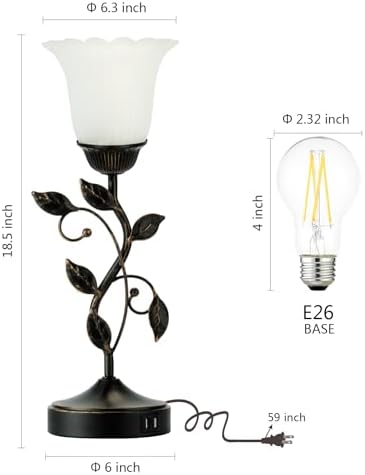 Set of 2 Touch Bedside Vintage Lamps with 2 USB C+A - Image 6