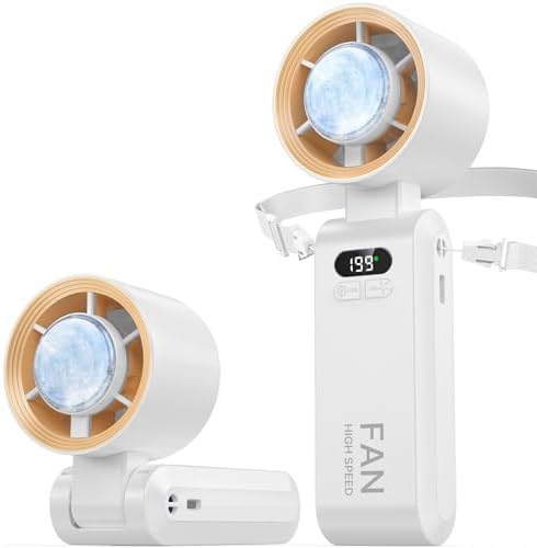 Handheld Portable Turbo Fan with Ice Cooler, Speed (1-199) 5500mAh Rechargeable Personal Fan,[20H Cooling Time] Mini Yet Powerful [20000 RPM] Small Pocket Fans for Travel/Outdoor/Home/Office, White by Kimguard