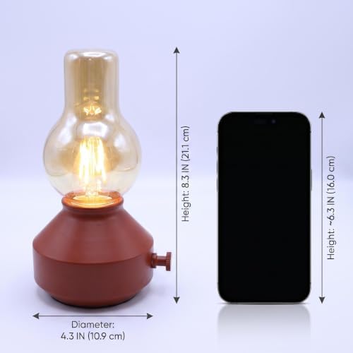 Vintage Rechargeable Cordless Small Table Lamp, Rotary Dimmable Control - Image 4