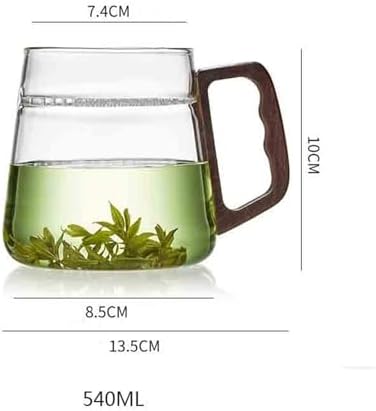 Drinking Glasses Clear Borosilicate Glass Cup with Wood Handle, 18oz(Gris) - Image 2