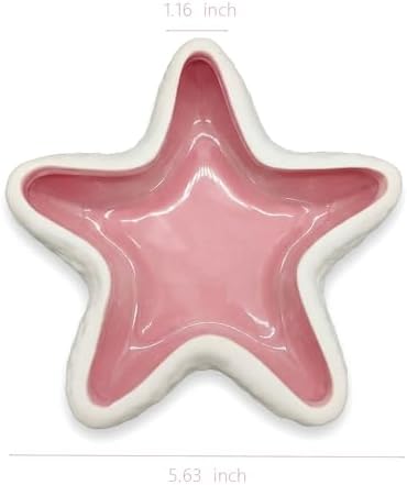 Starfish Jewelry Dish Ceramic Trinket Tray - Ocean Themed Ring Holder for Earrings, Necklaces, Beach & Bathroom Organizer with Glossy Glaze, Coastal Room Decor Gift for Women，Pink - Image 4