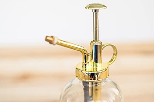 Glass Plant Watering Mister – 8 Ounces Gold Accent Plant Spray Bottle – Single Handed Watering Can for Indoor Plants - Image 2