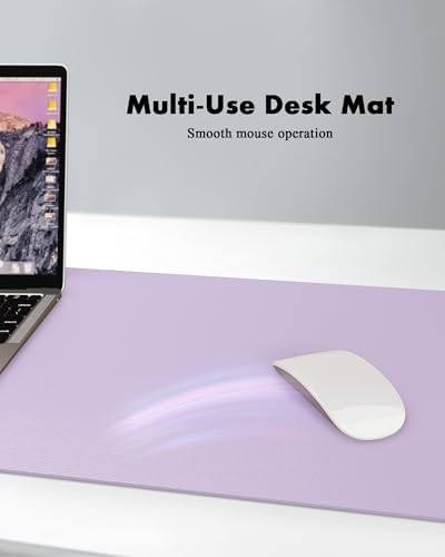 YSAGi Double-Sided Desk Pad, 31.5"x15.7"Leather Desk Mat, Eco Cork Desk Pad Protector,Large Mouse Pad,Waterproof Desk Blotter for Office/Home(Light Purple) - Image 5