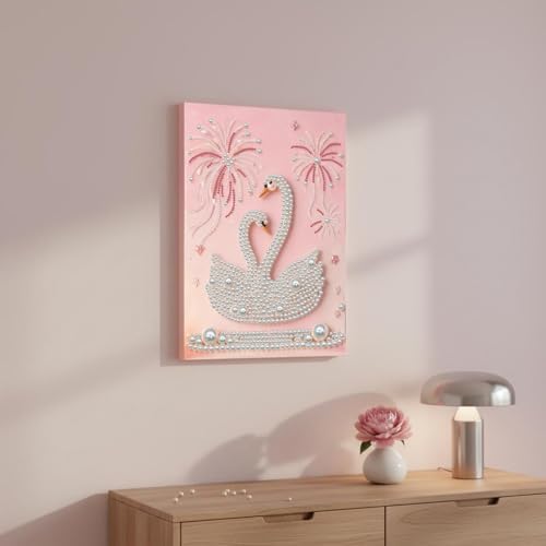 DIY Pearl Painting with Frame, Creative Design, Handmade Stress-Relieving Home Wall Decoration, Includes Frame and Tools-Swan - Image 4