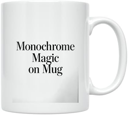 Minimalist Coffee Mug - Monochrome Magic Design - 11 oz White Ceramic - Elegant Black and White Aesthetic - Image 2