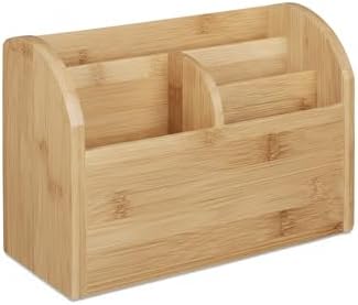 Relaxdays Bamboo Desk Organiser, Pen Holder, Letter Shelf, 5 Compartments, Wood Grain, 15 x 23 x 10 cm, Natural Brown, 10 x 22 x 15 cm - Image 6