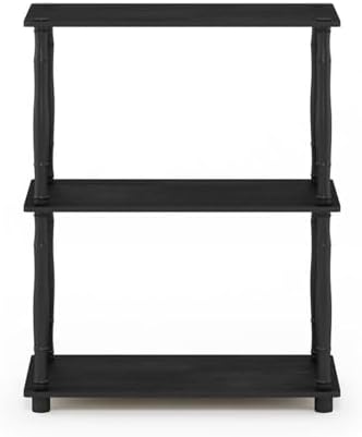 Furinno TURN-N-TUBE Storage Shelves, 3-Tier Book Shelf, Corner Shelf, Toolless Open Shelves, for Organization and Storage, Living Room, Garage, Home Office, Americano - Image 4