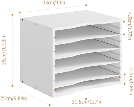 Bamjoy Bamboo 5 Tier Desktop Organizer, Paper Organizer Mail Sorter, File Holder Letter Document Storage with Adjustable Shelves for School Home Office, White - Image 3