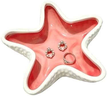 Starfish Shape Ceramic Jewelry Tray, Ocean-themed Decorative Trinket Dish, Suitable for Mother Friend Sister, Gifts for Women, Home Decor Trinket Dish (Pink Starfish) by Unknown