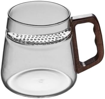 Glass Cup, Clear Borosilicate Glass Cup with Wood Handle, 18oz(Clear) by Unknown