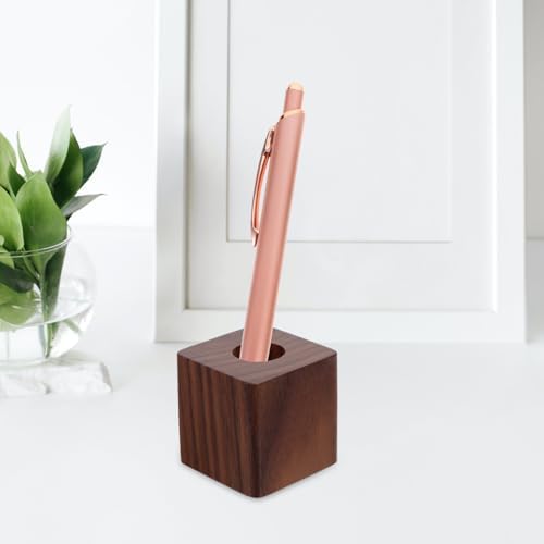 Walnut Wood Pen Holder Cube Stand 1.37 Inch Single Desk Organizer for Fountain Pen Ink Office Home School Use - Image 6