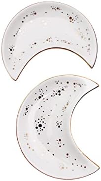 Soddeph Small Moon Ceramic Jewelry Tray, Decorative Trinket Dish, Ring Holder Plate, Modern Accent Tray for Bathroom, Nightstand, Entryway Table, Vanity (2, White) - Image 5
