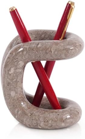 Marble Pen Holder for Desk, 4 Inch Stone Pencil Holder by SPESHSTONES