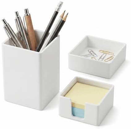 Silicone Pen Holder Set 3-Piece Desk Organizer White by Ovanmexis
