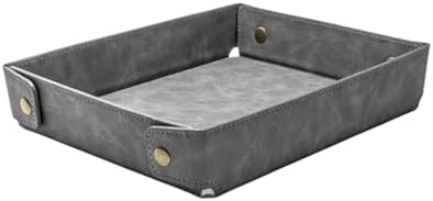 PU Leather Organization Trays for Home Nightstand Office Desk Storage, Lightweight Foldable Catchall Tray for Men Father by LLmoway