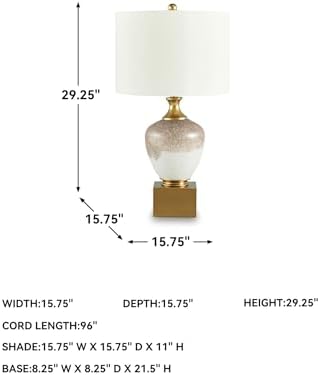 Signature Design by Ashley Tavisburg Glass Table Lamp, 3-Way Switch for Versatile Lighting, Art Glass and Metal Construction, Decorative Bedside Reading Light, Brown/White/Gold - Image 6