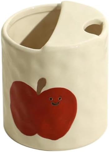 Novelty Ceramic Coffee Mug Designed to Look Like a Gift Box, 10oz Retro Hand-Painted Ceramic Travel Mug (Red Apple) by Unknown