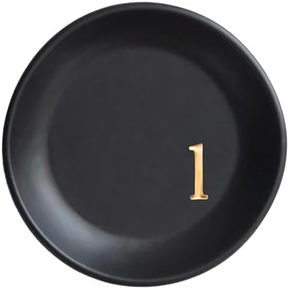 COLLECTIVE HOME - Ceramic Jewelry Tray, Decorative Trinket Dish for Rings Earrings Necklaces Bracelet Watch Keys, Birthday Mother's Day Christmas Gift for Women, 4.75", Black Surface (l) by COLLECTIVEHOME