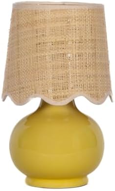 Benton Ceramic Table Lamp with Fabric Shade – 13" Bedside Accent Lamp for Bedroom, Living Room & Nightstand (Yellow) by TORONATA