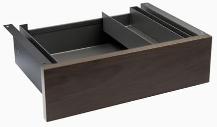 Desky Minimal Under Desk Drawer – Slim Pull-Out Metal Storage Organizer for Sit-Stand Desks, Smooth Glide, Space-Saving Design, Easy Mount, Burnished Wood Laminate & Space Gray Frame by Desky