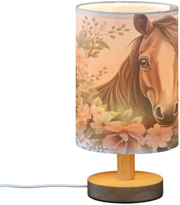 ALAZA Horse Flower Watercolor Lamp for Girls Boys Bedroom Bedside Table Lamp with USB Port LED Kids Nightstand Lamp Wood Base Desk Living Room Decor - Image 4