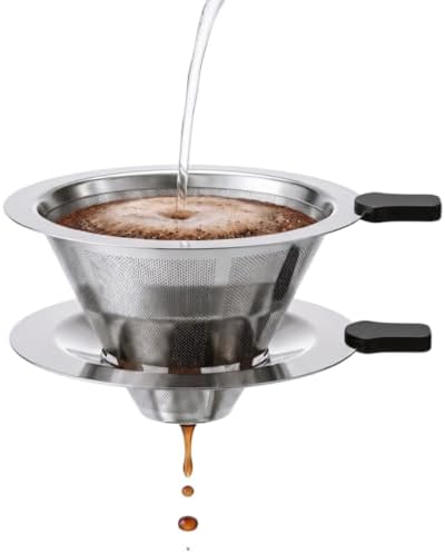 2-in-1 Immersion & Pour Over Coffee Maker,Reusable Stainless Steel Pour Over Coffee Dripper, V60 Style with Detachable Stand, Paperless Metal Coffee Filter for Single Cup Brewing by Unknown
