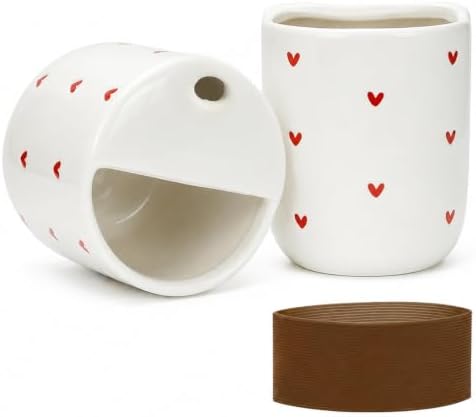 Ceramic Coffee Mug with Silicone Sleeve, 12oz Heart Coffee Cup by KOIMYSA