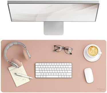 Smead Vegan Leather Desk Pad Mat, Office Desk Mat, Medium, Dusty Rose Pink by SMEAD