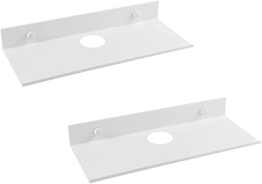 Z metnal Metal Floating Shelves with Cable Clip, Shelves for Bluetooth Speaker Router Cameras, Wall Mounted, Display Shelf, White, Aluminum, 12 inch, 2 Pack