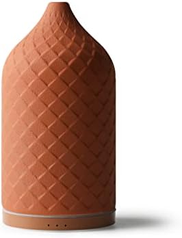 Essential Oil Diffuser for Home, Ceramic Aromatherapy Diffuser for Essential Oils, 120ml Oil Diffuser with Waterless Auto-Off and 7 LED Lights for Large Room Yoga Spa (Terracotta) by ZEIGGALAB